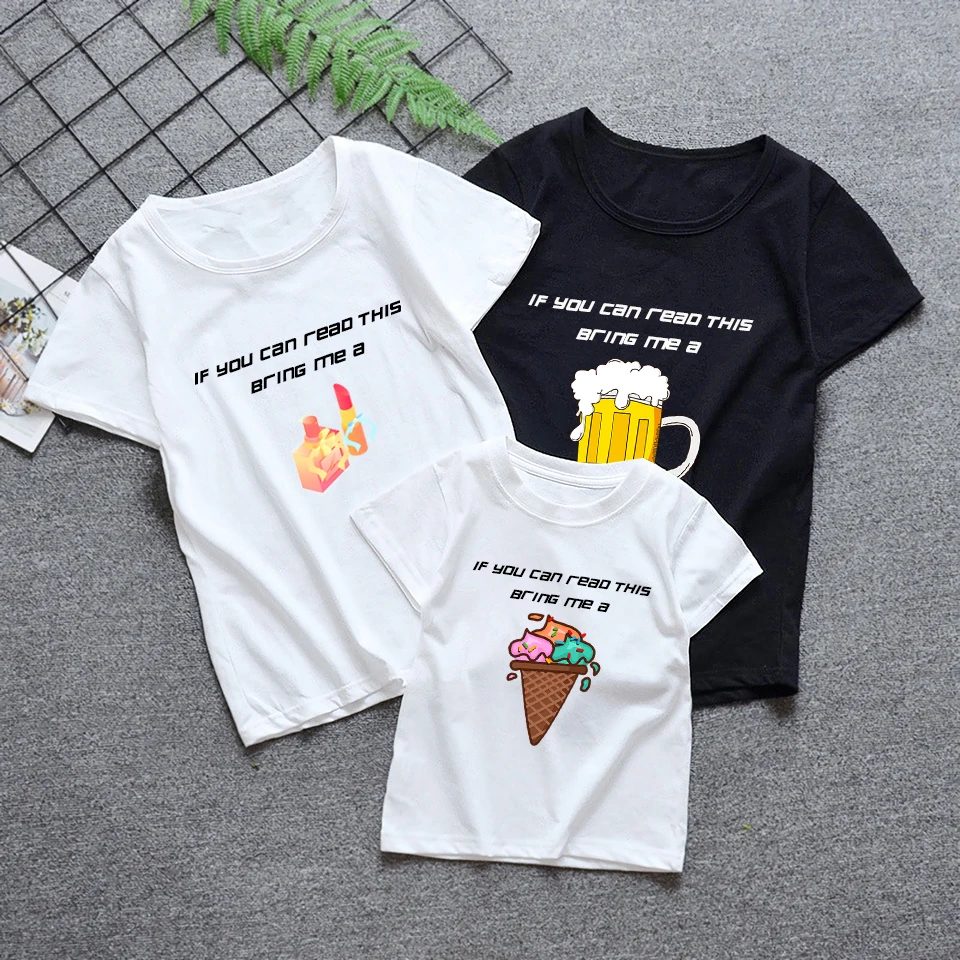 

Child T-Shirt Family Matching Clothes Funny Tshirt Short Sleeve Boys Girls Tee If You Can Read This Bring Me A Casual Kids Tops