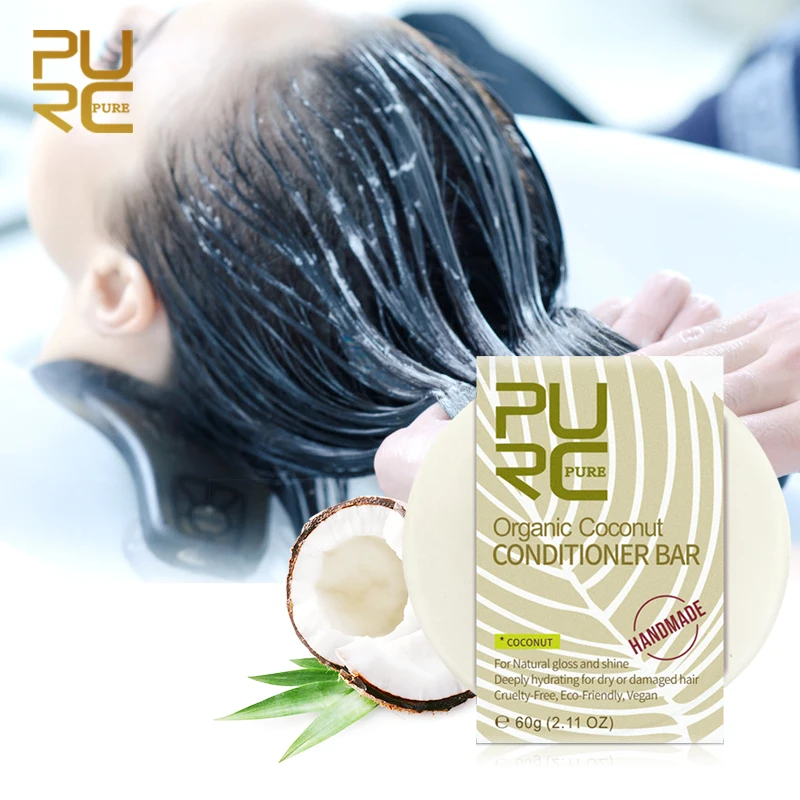 PURC органический кокосовый кондиционер бар веганский ручной ремонт повреждения вьющиеся волосы Кондиционер бар для поврежденных волос Сухие TSLM1