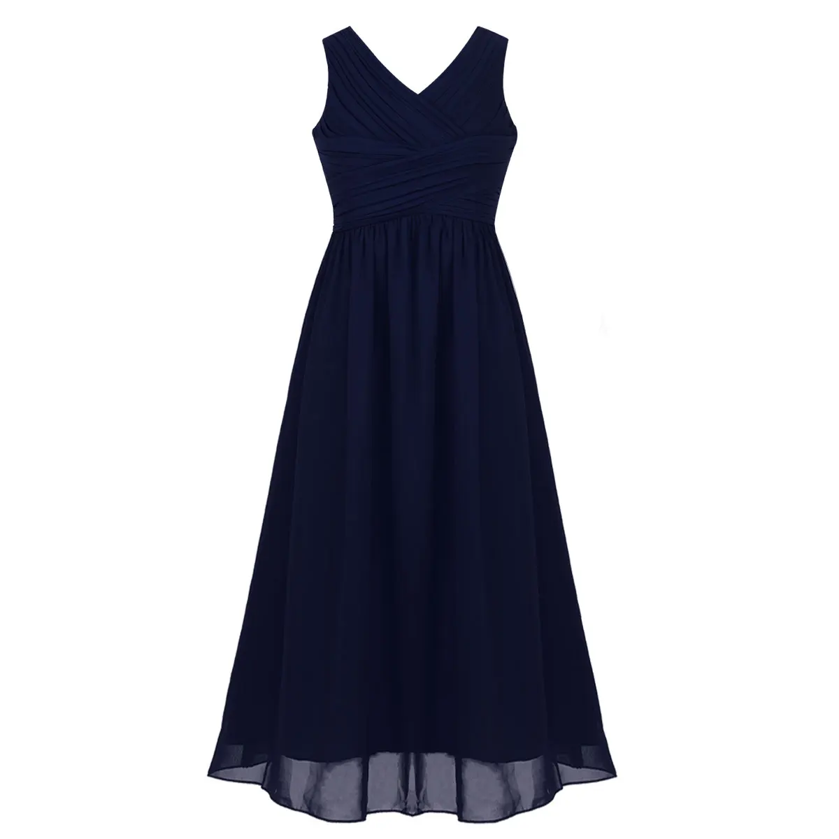 Iefiel для детей Девушки шифон рукавов Платье для девочек с цветочным узором принцессы свадебное вечернее платье на день рождения Праздничное платье вечернее длинное платье - Цвет: Navy Blue
