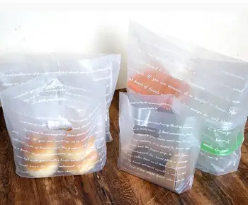 

100pcs Letter Printed Transparent Bag Food Packing Plastic Shopping Bags With Handle