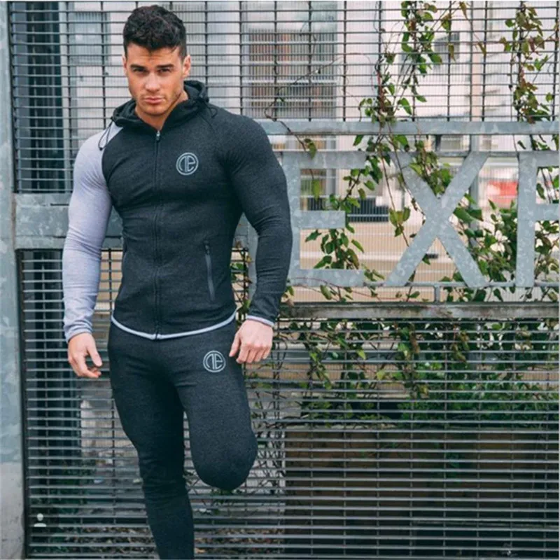 2018 New Fashion Winter Men Set Sporting Suit Hooded Jacket+Pant Sportswear Thick Sweatsuit Set Tracksuit For Men