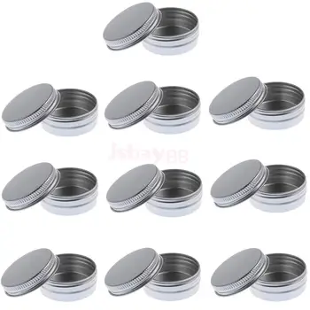 

Lots 10 Pieces 15g Empty Round Aluminum Tin Storage Jar Cosmetics Cream Containers with Screw Top Lids for Candles Balm Salves