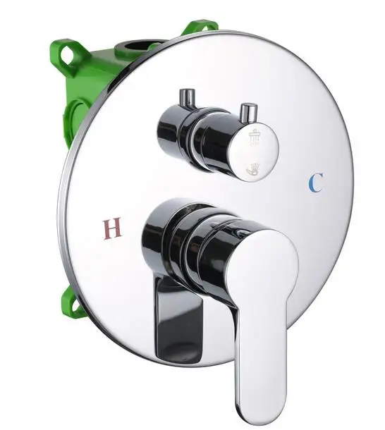 Online Bad Wasserhahn Messing In Wand Wasserhahn Runde doppelfunktion Embedded Box Mixer ventilsteuerung schalter Wand Montiert wasserhähne