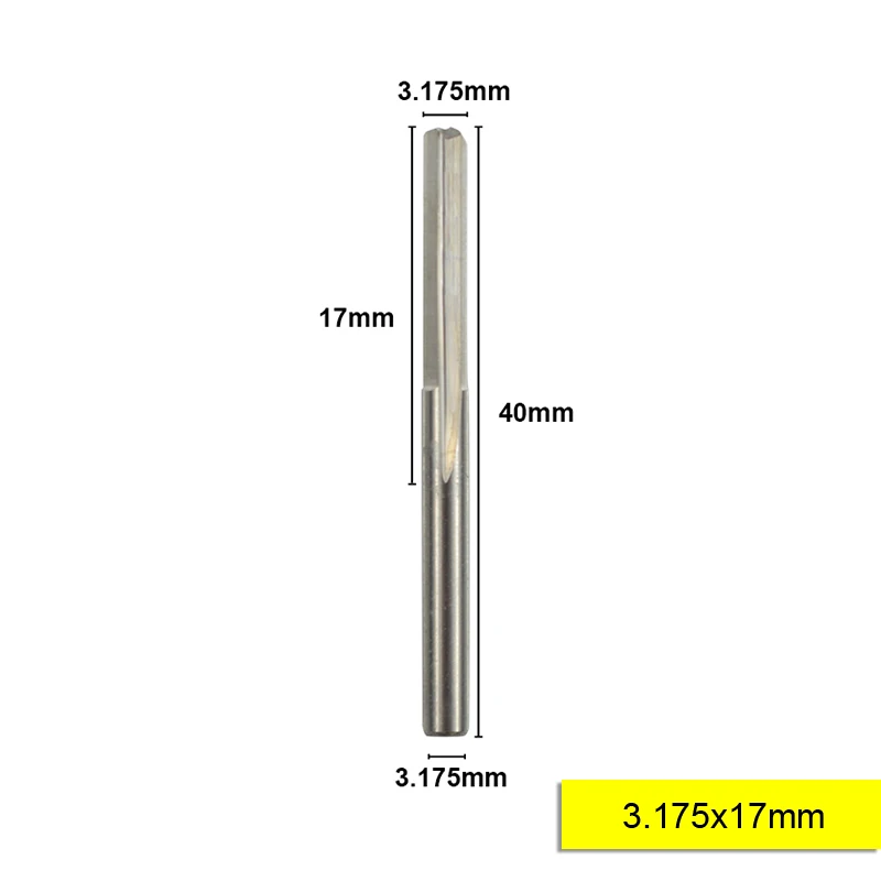 XCAN 10 шт 3,175 хвостовик 2 Флейта прямой слот карбид фреза 12-32 мм для дерева МДФ пластик фрезерование гравировка - Длина режущей кромки: 10pcs 3.175x17mm
