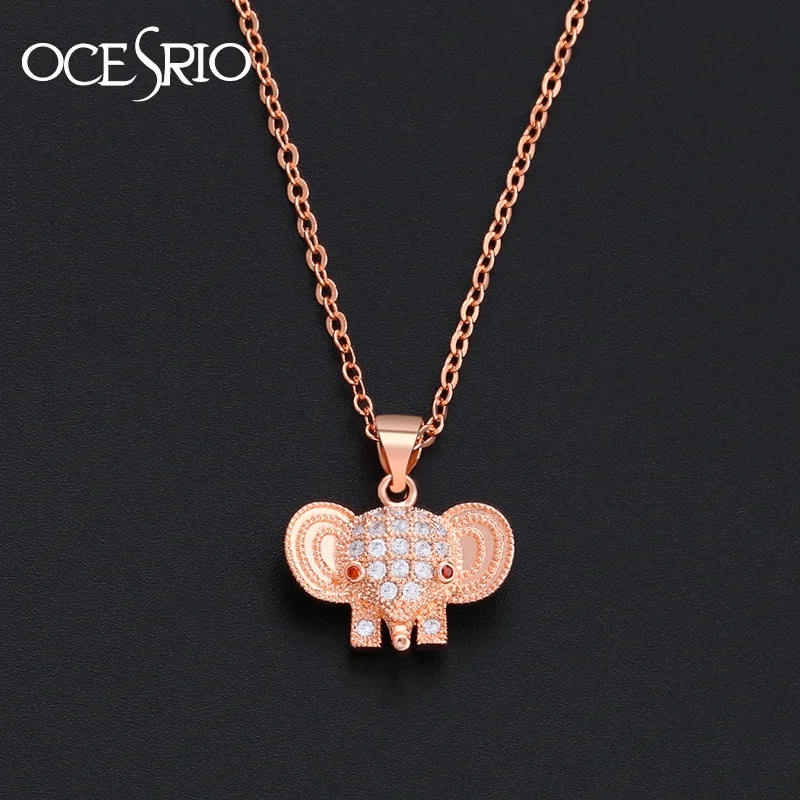 Rose gold elephant necklace Clearance