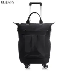KLQDZMS нейлоновая Водонепроницаемая Женская тележка сумка для посадки чемодан для поездок сумки с колесами