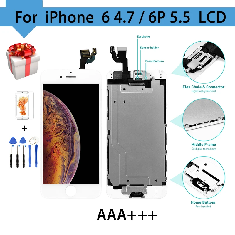 

Quality AAA+ For iPhone6 6plus LCD Screen For iPhone 6P LCD Display Digitizer Touch Screen Replacement Assembly Free Shipping