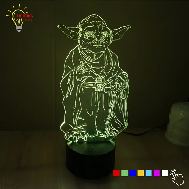 Star Wars 3D Lamp Luminaria LED Night Verlichting Master Yoda Jedi ... Star Wars 3D Lamp Luminaria LED Night Verlichting Master Yoda Jedi ...