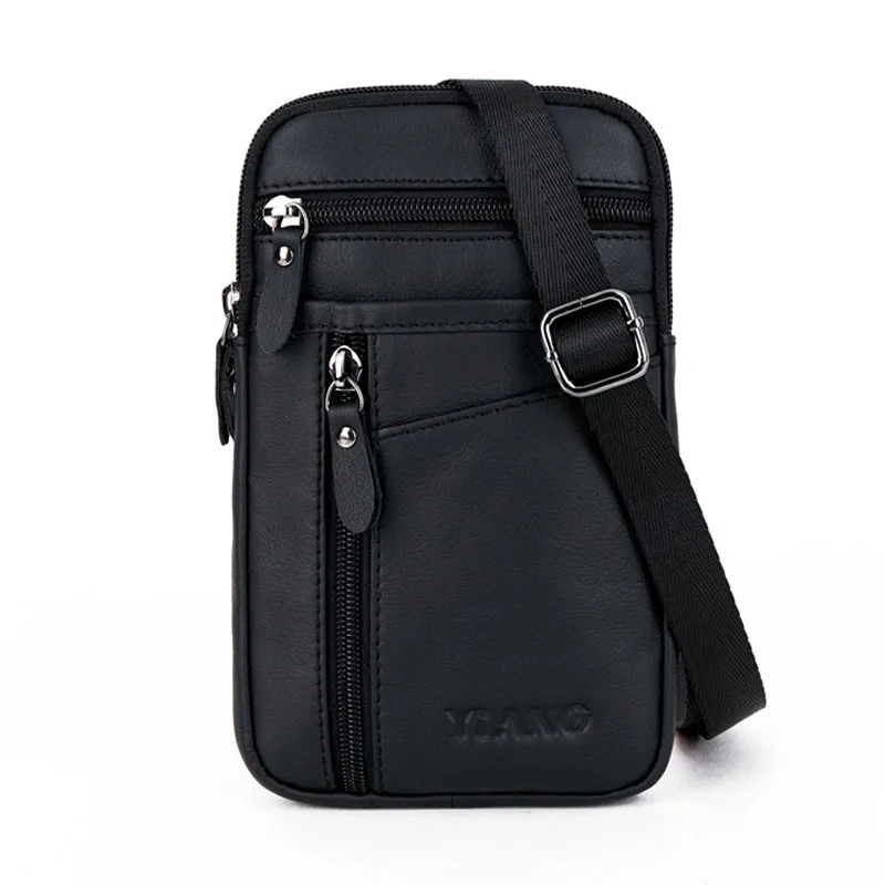 Brand Genuine Leather Mini Multi function Casual Bag Men s Shoulder Messenger Bag Waist Belt Bag