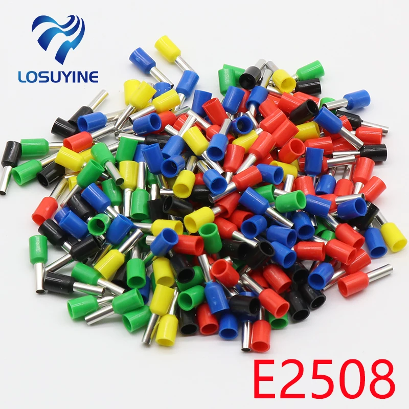 

E2508 Tube insulating terminals 2.5MM2 100PCS/Pack Insulated Cable Wire Connector Insulating Crimp Terminal Connector E-