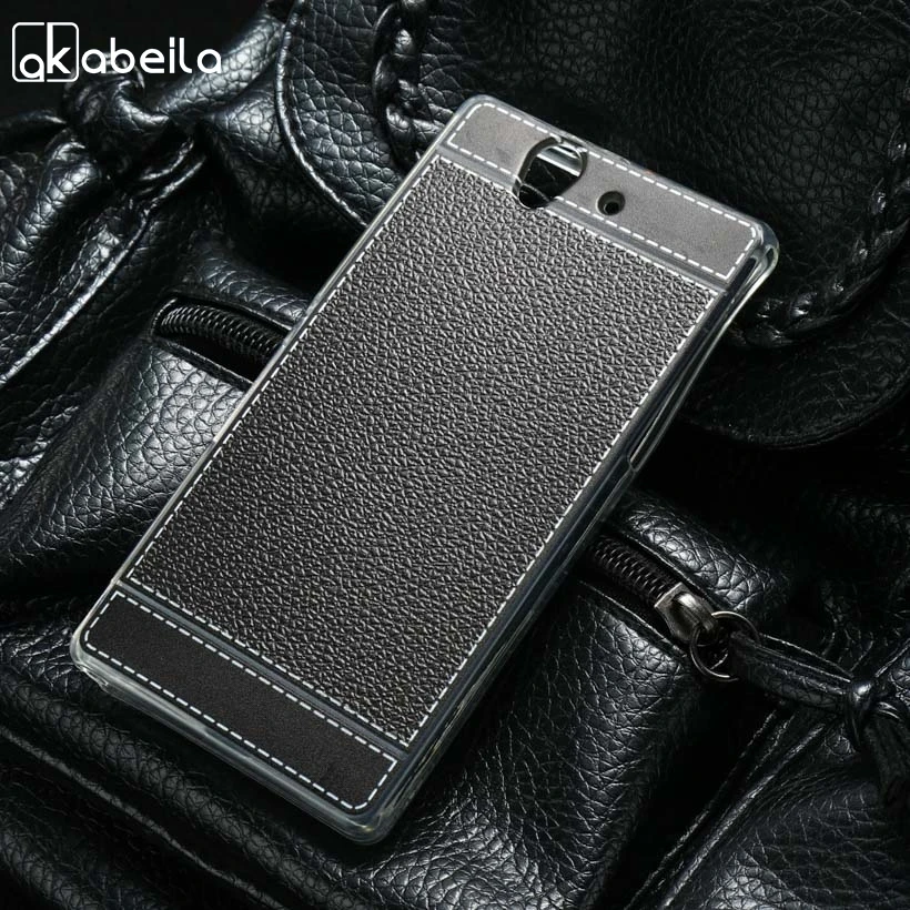 

AKABEILA Silicone Phone Cover Case For Sony Xperia L36i Z L36h C6602 C6603 5.0 inch Case TPU Lichee Cover Mobile Bag