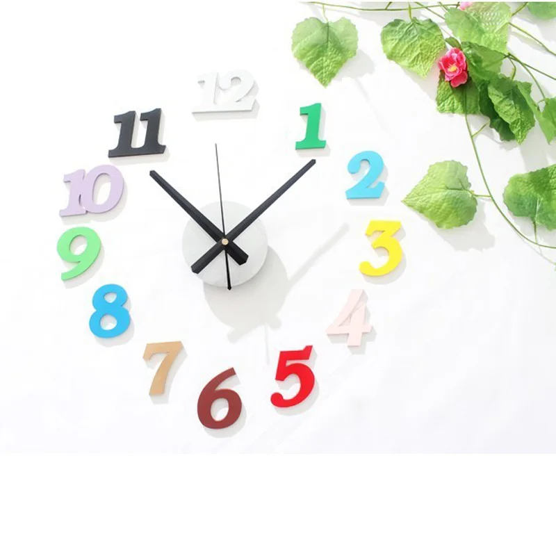 DIY fashion decorative mute colorful digital wall clock sticker Watch