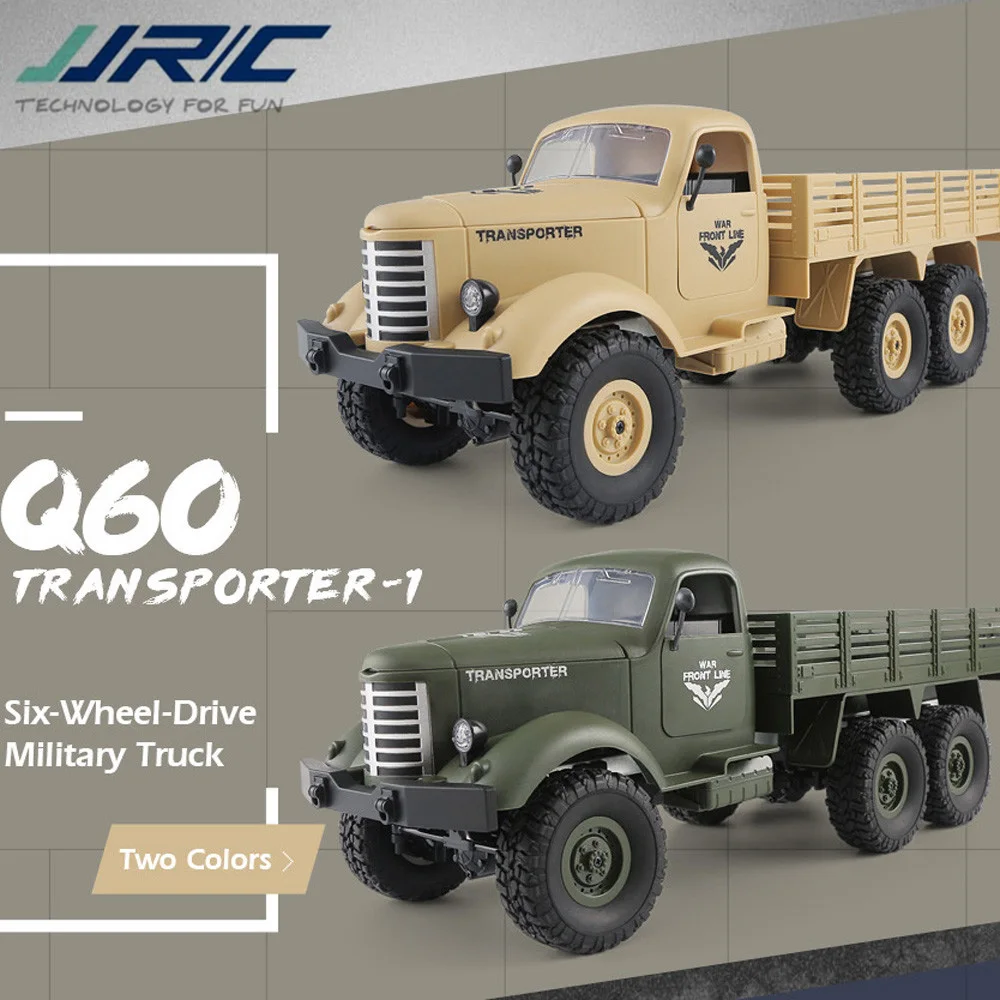 JJRC Q60 1:16 RC грузовик с дистанционным управлением 2,4G 6WD гусеничный внедорожный военный грузовик RTR игрушки для детей Радиоуправляемые светодиодные машины