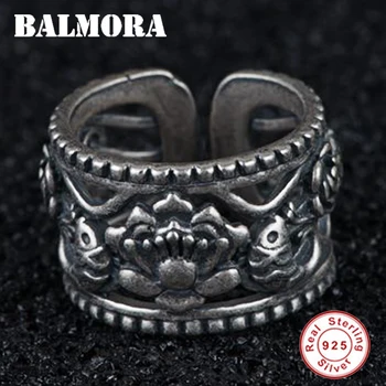 

BALMORA 925 Sterling Silver Fish Flower Hollow Open Rings for Women Vintage Ring Thai Silver Fashion Jewelry Anillos SY20809