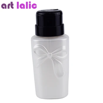 

Artlalic 230ml Bowknot Pump Dispenser Liquid Alcohol Press Nail Polish Remover Cleaner Bottle Make Up Refillable Container