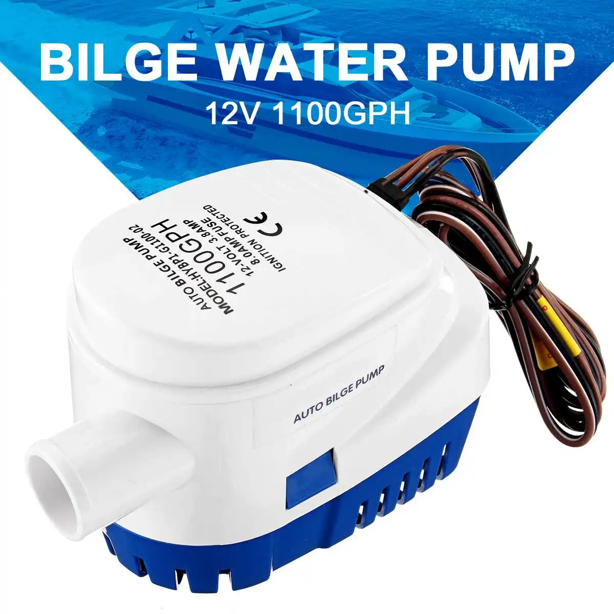 

12V 1100GPH Boat Marine Automatic Submersible Auto Bilge Water Pump Float Switch Bilge Water Pumps Accessories for Seaplane Aqua