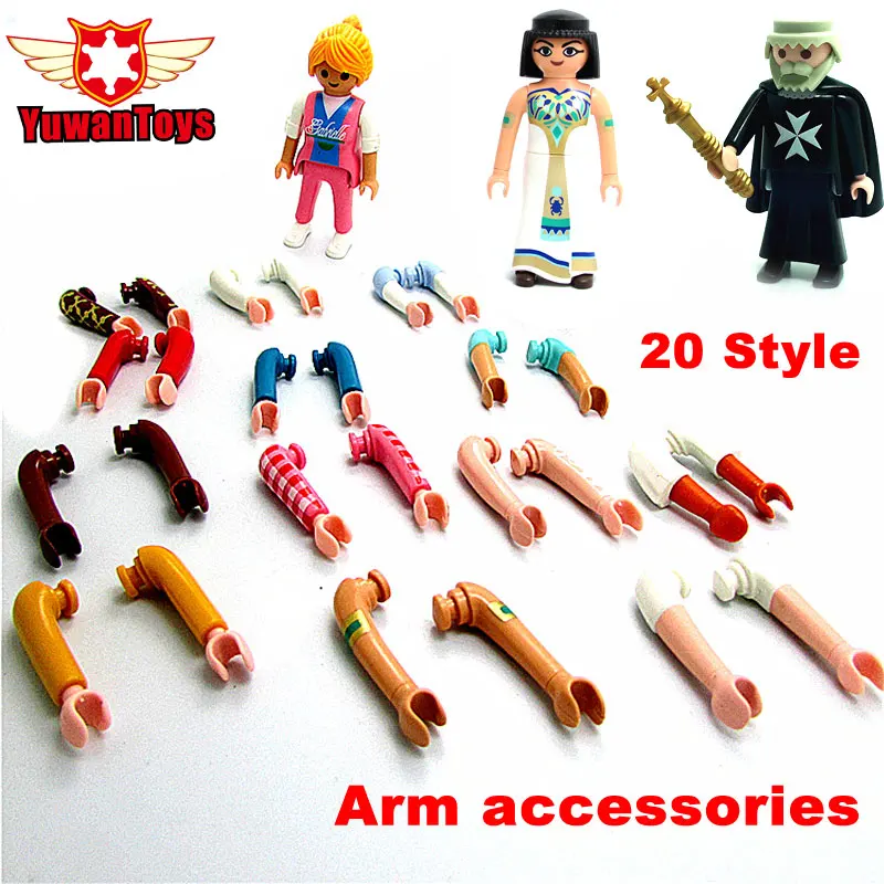 

25 Style Random 2pcs/Lot Germany Moc Arm Accessories Playmobil Blocks Dolls Castle Building Blocks Mini Bricks Children Toy Gift