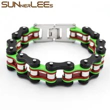 SUNNERLEES модные украшения 316L браслет из нержавеющей стали Огромный Байкер велосипед мотоцикл звено цепи для мужчин мальчик BC02