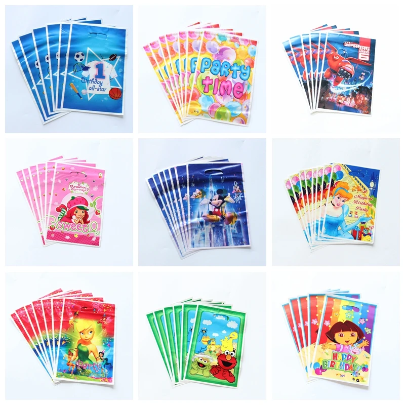 50pcs/lot Party Supplies Gift Bag loot Bag Tinkerbell Sesame Street Cartoon Theme Party Festival&event Birthday Decoration Favor