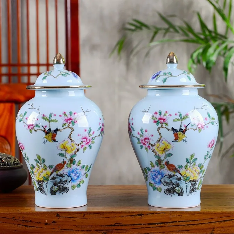 

Jingdezhen Glazed Porcelain Vase Ceramic Vase Living Room Flower Arrangement Chinese Home Decoration Table top ceramic jar vase