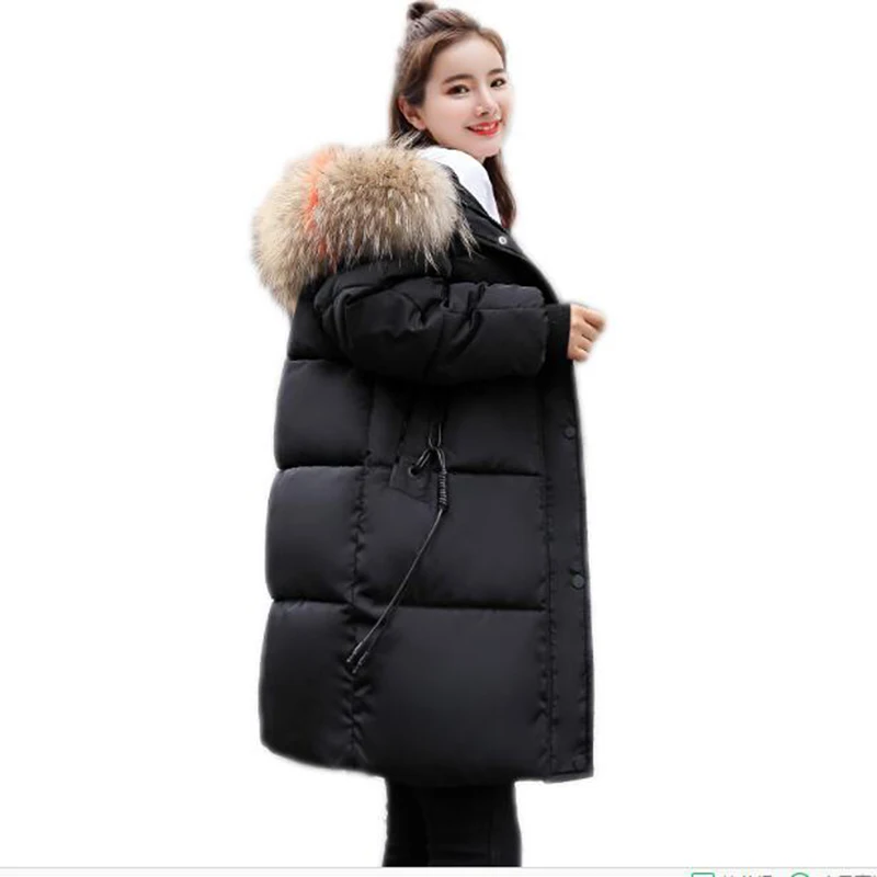 #*Cheap Hooded With Fur Collar Winter Jacket Women Oversize Cotton Padded Ladies Coat Warm Thicken Long Parka 2018 Fashion Womens