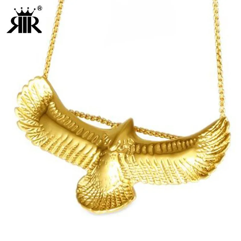 Us 346 15 Offrir Stainless Steel Gold Eagle Wings Necklace Pendant Men Charms Flying Bird Necklaces Jewelry In Pendants From Jewelry Accessories