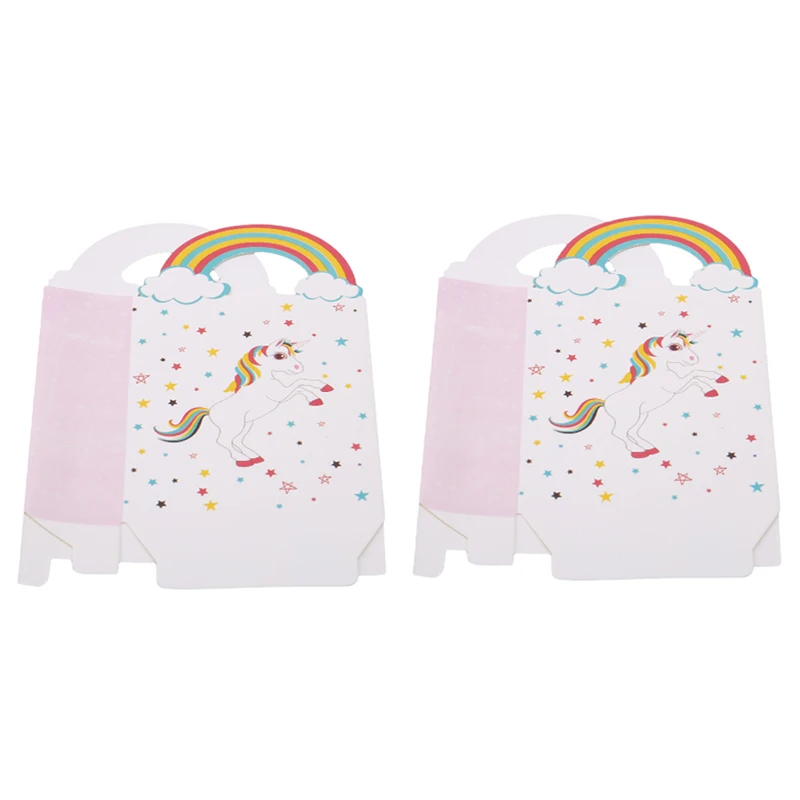 10 шт. бумажная коробка для конфет с рисунком единорога, подарочные пакеты с радужными ручками для детей на день рождения, печенья, единорога, вечерние, Декор