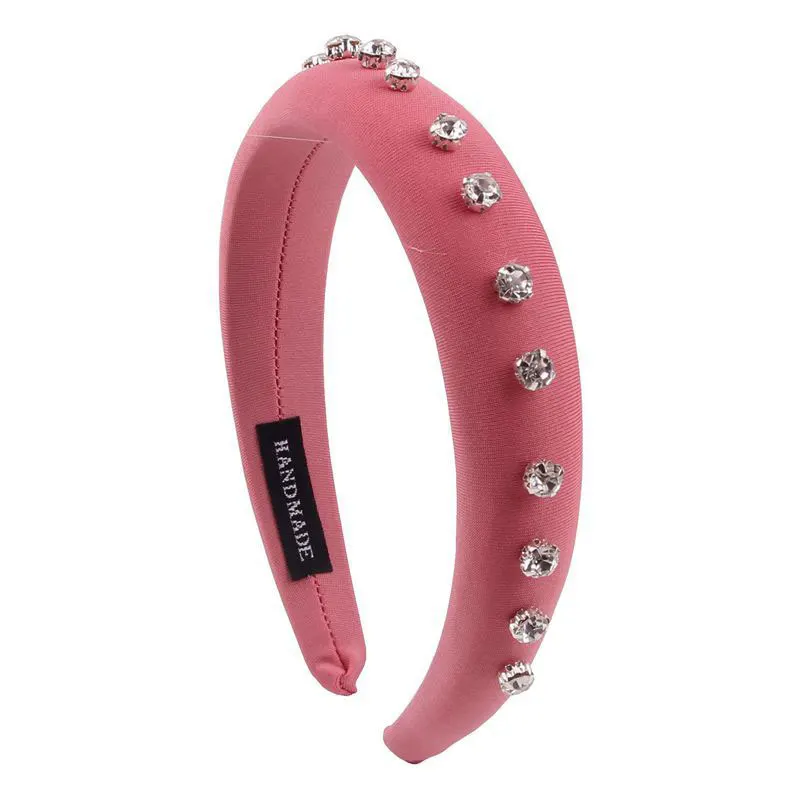 Personality Thick Sponge Headband 3cm Width Padded Headband with White Crystal Head Band Hair Accessories Party Gift - Цвет: 03