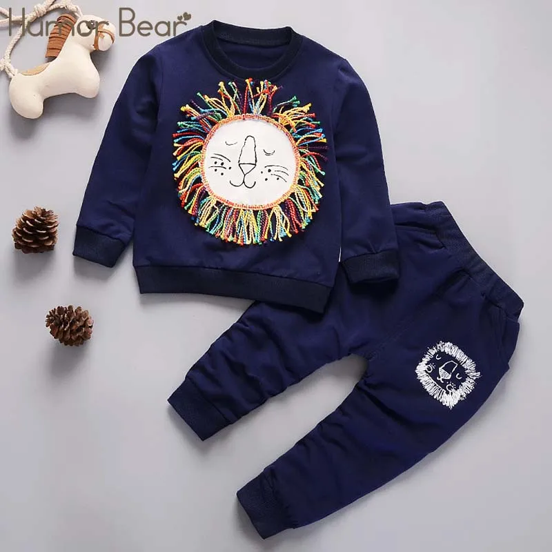 Humor Bear/Новинка года, рождественские комплекты одежды для маленьких девочек костюм для мальчиков футболка с рисунком из мультфильма+ штаны для мальчиков от 1 до 5 лет