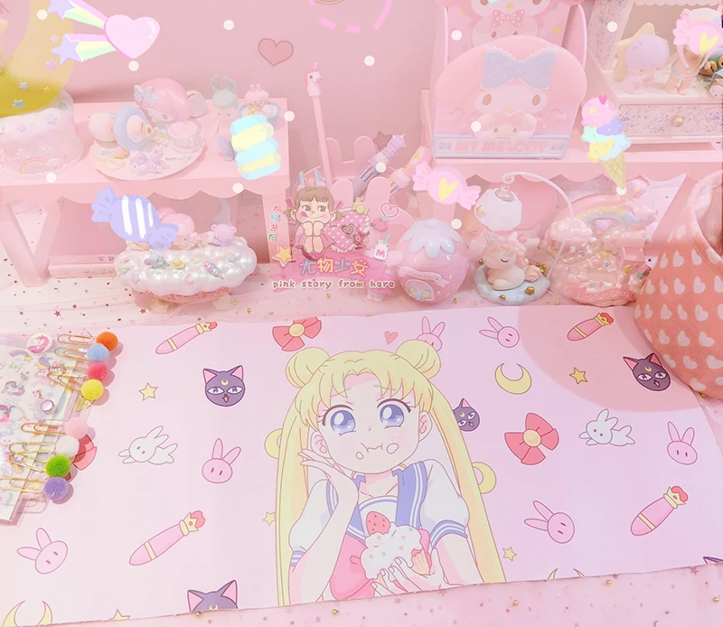 Kopen 1 pc Japan Cartoon twin sterren melody anime desk mat sumikko grote polssteun pad muis PC bureau padmouse