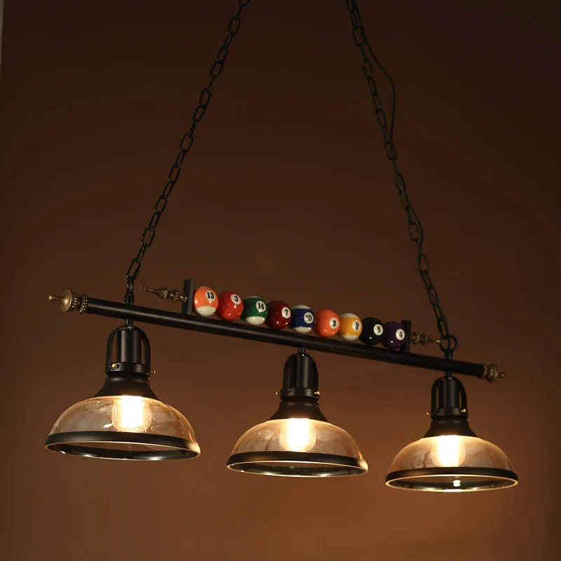Vintage industrial wind Loft Billiards pendant light glass shade black ball cafe bar kitchen living room hanging light lamp