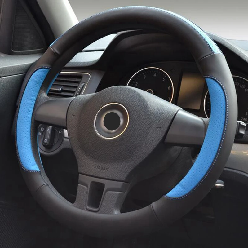Чехол на руль из кожи для VW GoL Polo Ford Mazda Kia Hyundai 35/36/37/38/39/40 см|Чехлы руль| |
