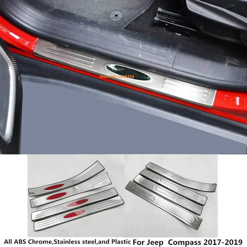 For Jeep Compass 2017 2018 2019 2020 2021 Car Styling Stainless Steel Pedal Door Sill Scuff Plate Stick External Threshold 4pcs |