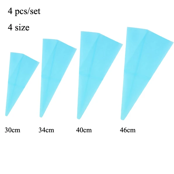4 шт./компл. Четыре размер Силиконовые Многоразовые Обледенение Трубопроводы Крем Кондитерский Мешок Торт Украшение Инструмент