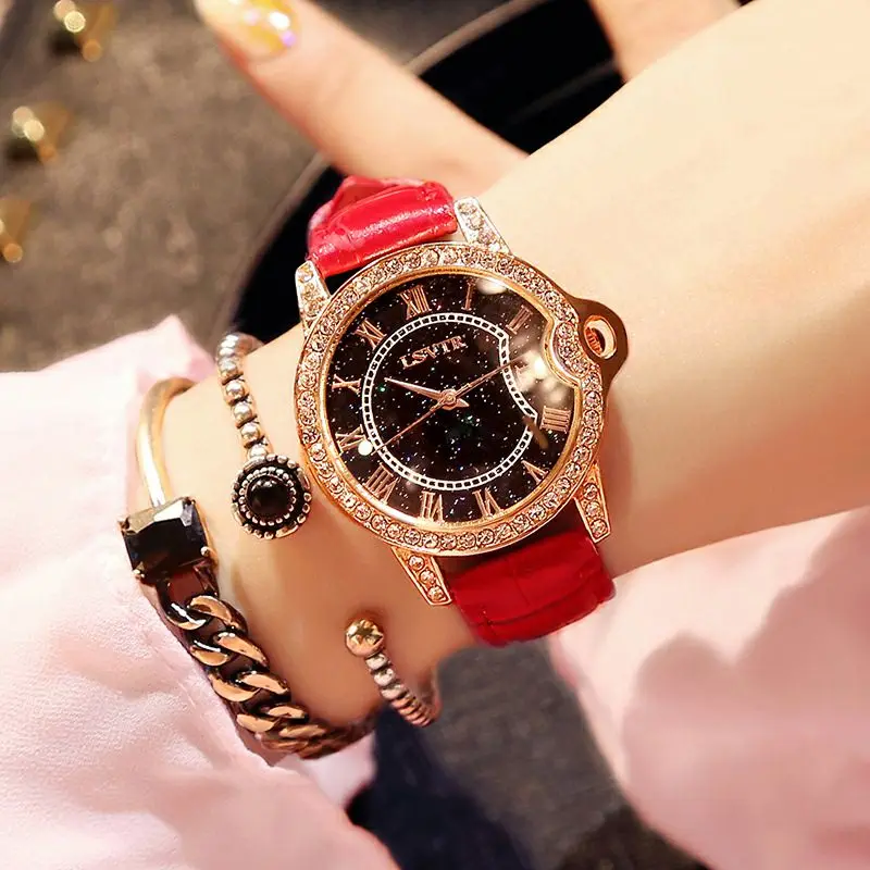 

Women Rhinestone Watch luxury Leather brand women's Watches Hot fashion Women Dress Watch Relogio Feminino