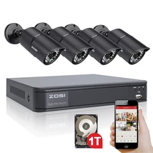 ZOSI 8CH CCTV System 720P DVR 4PCS 1 0MP HD 1200TVL IR Weatherproof Outdoor CCTV Camera
