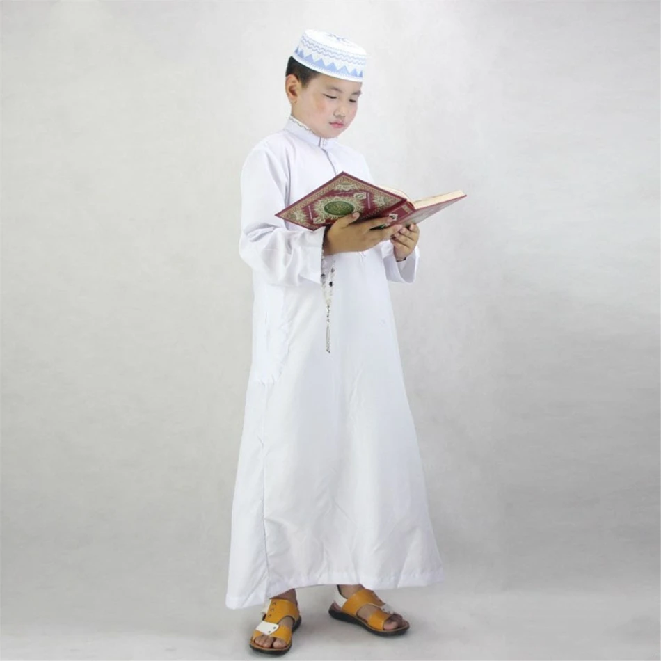 Мусульманская одежда для мальчиков, мусульманская абайя, арабский, из Дубая Турция Малайзия, с круглым вырезом, молитва, ислам, халаты для маленьких мальчиков