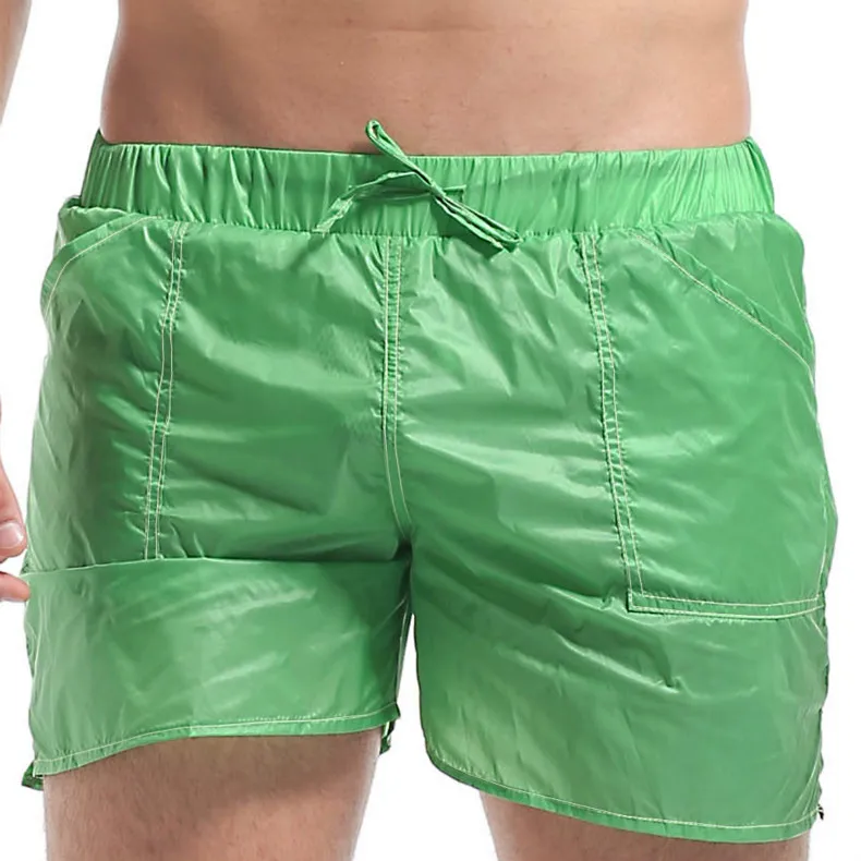Супер тонкие сексуальные пляжные шорты для серфинга, мужские быстросохнущие пляжные шорты, лето, Купальники DESMIIT Bermuda, серебряные, sunga mas - Цвет: Зеленый