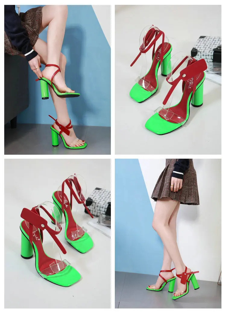 Г. Прозрачная обувь из ПВХ разноцветные босоножки женские босоножки на высоком каблуке с открытым носом, с круглым носком шлепанцы Туфли-лодочки 12 см, большие размеры