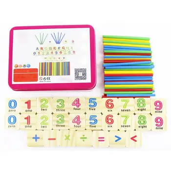 

Wooden Mathematics Puzzle Toy Kids Children Early Educational Numbers Counting Sticks Toy Math Calculate Game Counting Toy