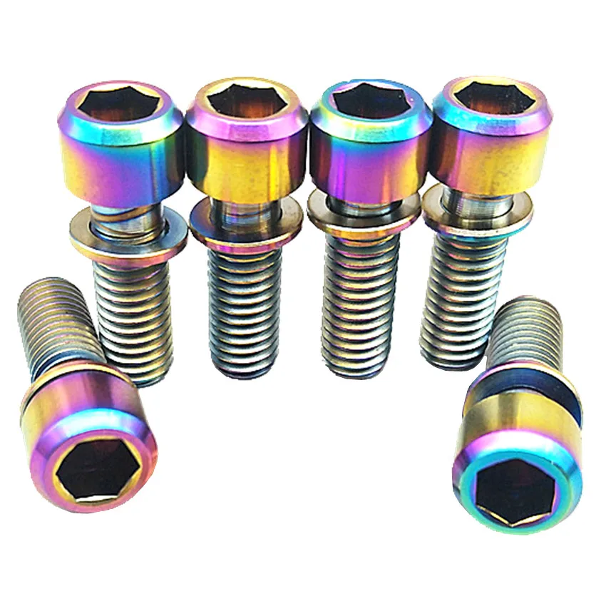 

2/6/24pcs Ti Bolt M6 M6x20mm with Captive Washer for Handle Bar Titanium Bolts Column Head Hexagon Socket Ti Screws Ti Fastener