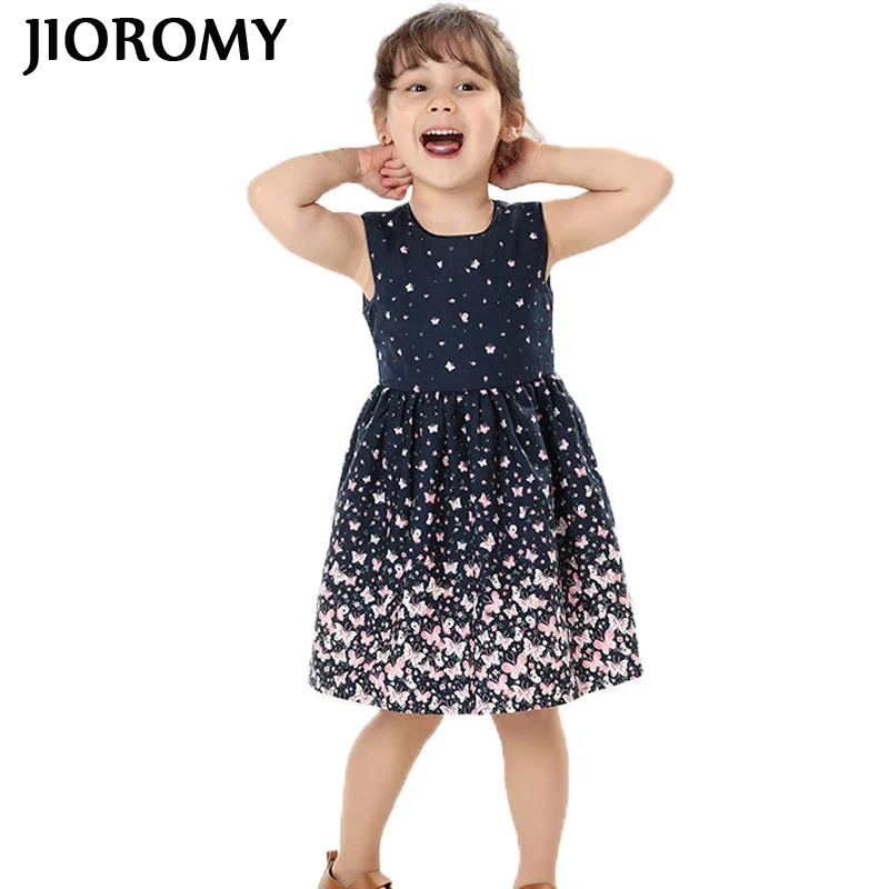 

JIOROMY2018 New Baby Girls Causal Dresses Summer Children's Butterfly Print Sleeveless Vest Dresses Kids Clothes Dress