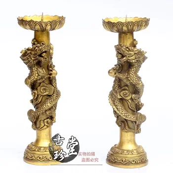 

Copper Dragon bead Lotus Candle Holder metal crafts home desktop decor decoration ornaments(A870)