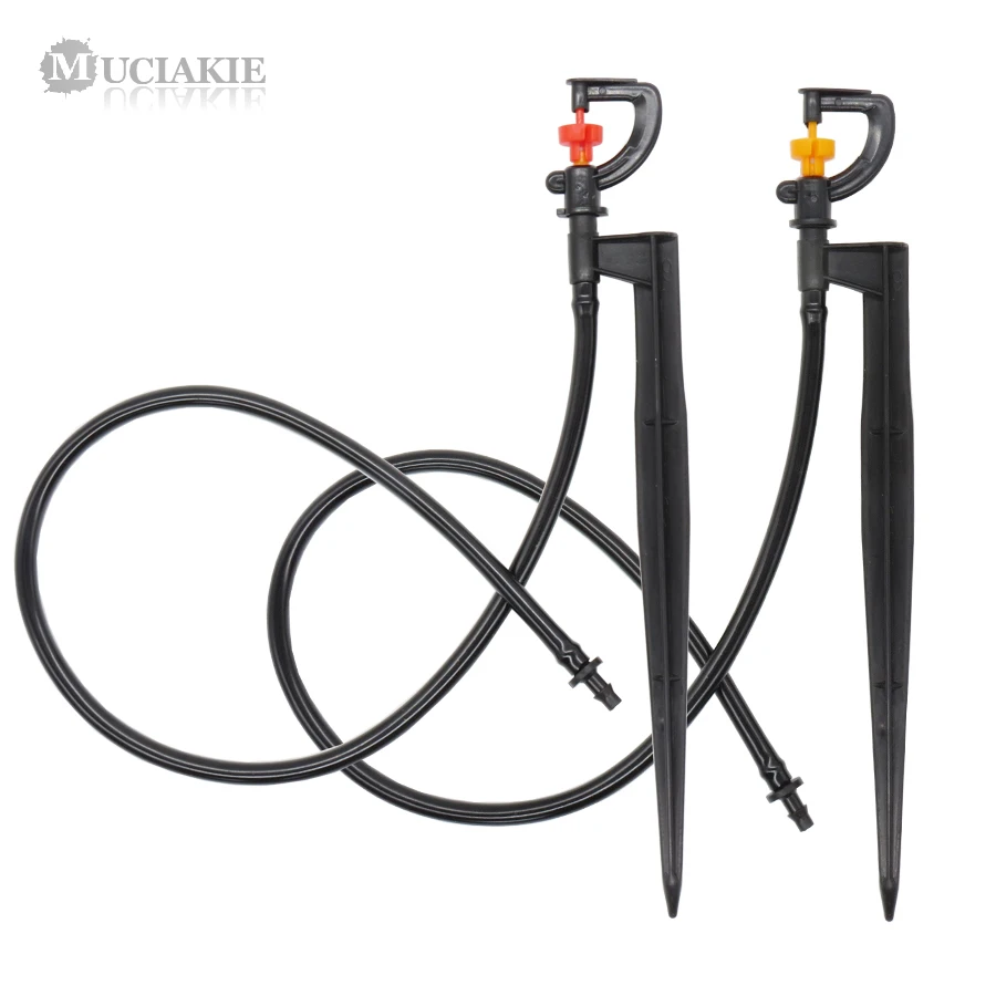 

1PC Pin Fixed Holder Rotating Irrigation Sprinkler with 1/4'' Hose Barb Open Land Greenhouse Garden Plants Watering Spray Nozzle