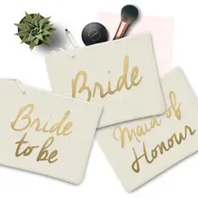 Пользовательские названия Make Up косметички надпись «Bride Tribe» свадьбы уникальный подарок для невесты курица вечерние сумки кошельки сцепления Свадебные сувениры
