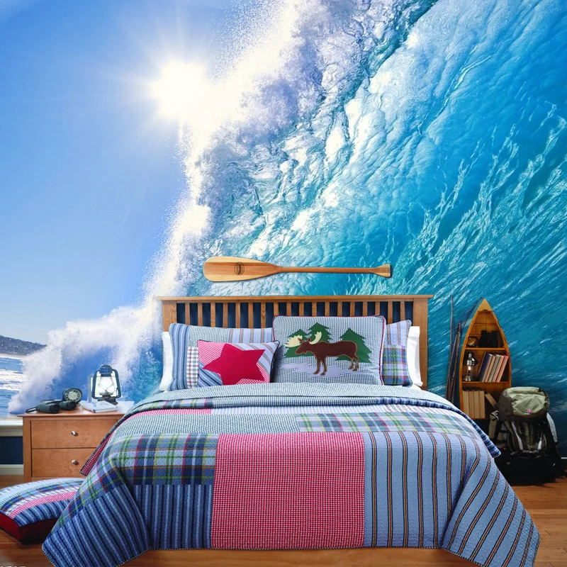 3d wallpaper blue ocean bedroom creative non woven wall paper home