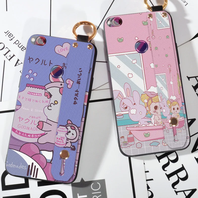 

Fashion Wrist Strap Cartoon Cases For ZTE Nubia Z11 Animal Rabbit Printing TPU Cover For Nubia Z11 Mini S