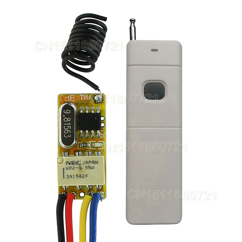 

DC3V 3.7V 7V 9V 12V Mini Relay Wireless Switch Remote Control 3000M Power LED Lamp Controller Micro Receiver Transmitter System