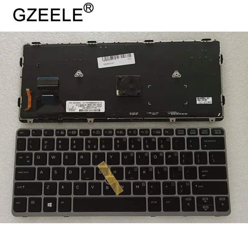 GZEELE, новая клавиатура для ноутбука США hp EliteBook 820 G1 820 G2 720 G1 720 G2 725 G2 подсветка с точечной подсветкой, Серебристая Рамка