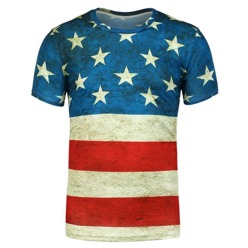 American Flag 3d Prints Running T Shirt Men Short Sleeve Sports Hiking ...